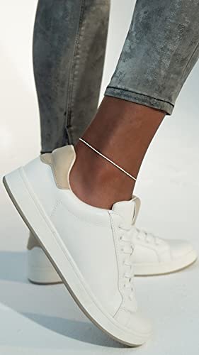 Miabella 925 Sterling Silver Solid 1.5mm Diamond-Cut Braided Rope Chain Anklet Ankle Bracelet for Women, Made in Italy