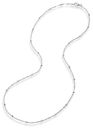 Miabella Italian 925 Sterling Silver Singapore Bead Chain Station Necklace for Women, Made in Italy