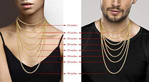 Miabella Italian Solid 18k Gold Over 925 Sterling Silver 3.5mm Diamond Cut Cuban Link Curb Chain Necklace for Women Men, Made in Italy