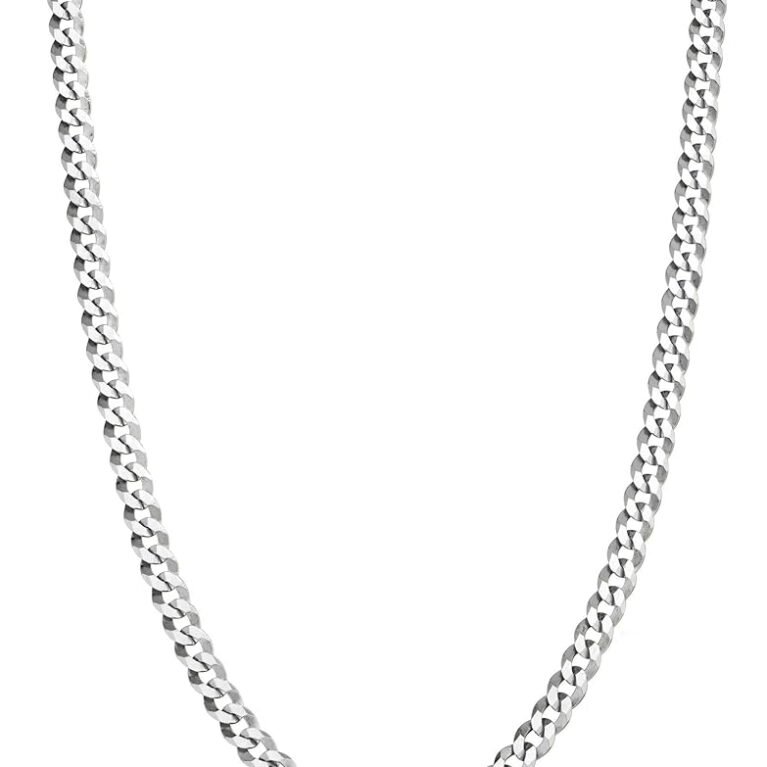 Miabella Italian Solid 925 Sterling Silver 3.5mm Diamond Cut Cuban Link Curb Chain Necklace for Women Men, Made in Italy