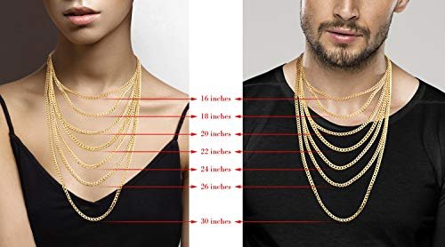 Miabella Solid 18K Gold Over 925 Sterling Silver Italian 5mm Diamond-Cut Cuban Link Curb Chain Necklace for Women Men, Made in Italy