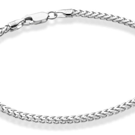 Miabella Solid 925 Sterling Silver Italian 2.5mm Franco Square Box Link Chain Bracelet for Men Women, Made in Italy