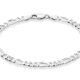 Miabella Solid 925 Sterling Silver Italian 5mm Diamond-Cut Figaro Chain Bracelet for Women Men, Made in Italy