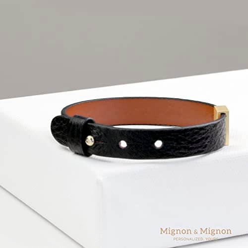 MignonandMignon Personalized Leather Mens Bracelet Gift for Him Fathers Day Gift Genuine Leather Coordinate Bracelet Step Dad Gift Mens Valentines Day Jewelry Graduation Gift -...