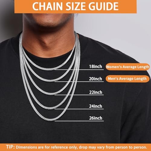 Momlovu Gold Chain Silver Chain for Men Boys, 18K Gold Plated Men's Necklaces Chain Cool Cuban Link Chain for Men Hip-Hop 4mm/6mm 18/20/22/24/26inch