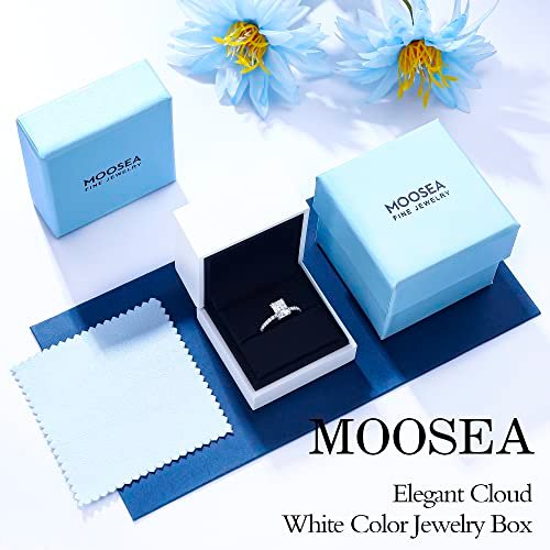 MOOSEA 2ct Radiant Cut Moissanite Rings for Women - D Color VVS1 Clarity Lab Created Diamond Wedding Rings for Women 14K White Gold Plated Moissanite Engagement Rings for Women...