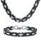 MPRAINBOW Flat Byzantine Bracelet Necklace Sets - Punk Cool Link Chain Bracelet & Necklace,316L Stainless Steel 6/8/10/11mm Width 24 inch Length Chain for Men Women,Hip Hop Jewelry