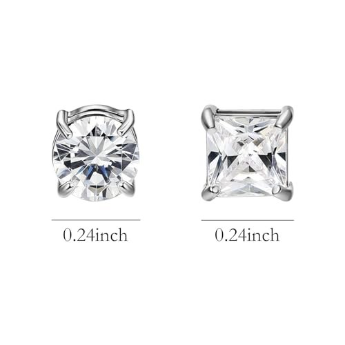 NEWITIN 6 Pairs Stainless Steel Magnetic Stud Earrings for Men Magnetic Earrings Men Clip on Earrings Non Piercing Earrings Unisex CZ Magnetic Earrings Diamond Earrings for...