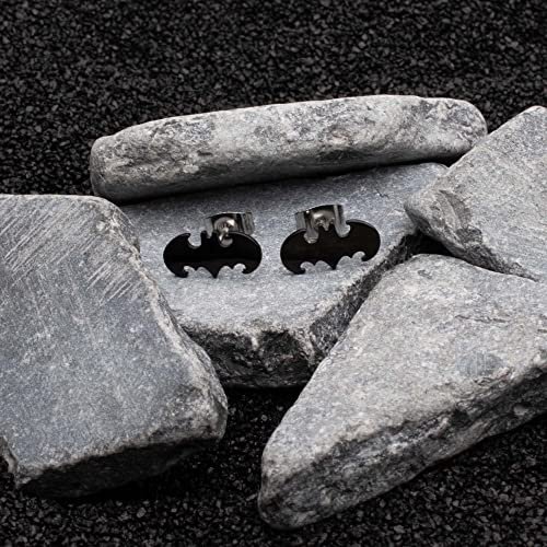 Officially Licensed Hypoallergenic DC Comics Batman "The Dark Knight" Cut Stainless Steel Stud Earrings, Unisex, One Size