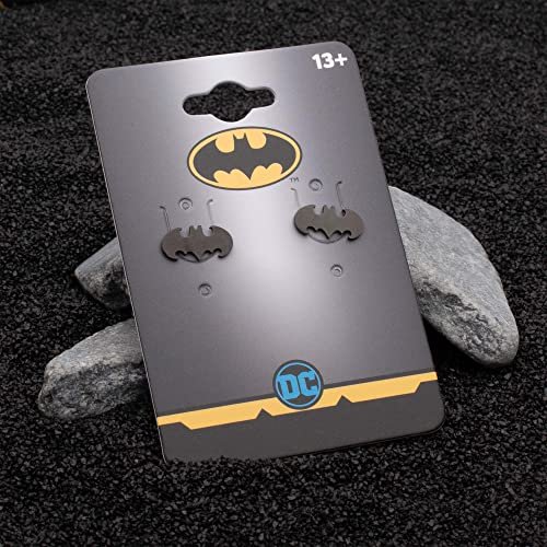 Officially Licensed Hypoallergenic DC Comics Batman "The Dark Knight" Cut Stainless Steel Stud Earrings, Unisex, One Size