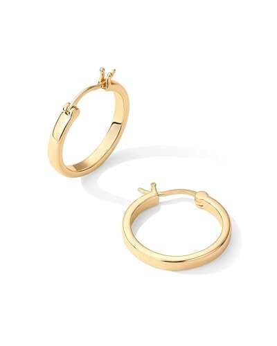 PAVOI 14K Gold Plated 925 Sterling Silver Post Lightweight Hoops | 20mm - 30mm Earring | Gold Hoop Earrings for Women