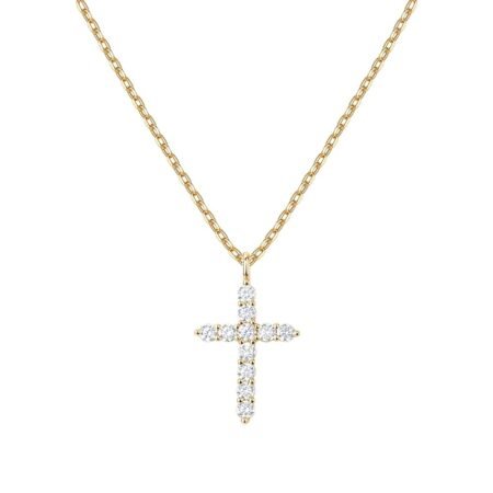 PAVOI 14K Gold Plated Cubic Zirconia Cross Necklace for Women | Cross Faith Pendant Necklaces