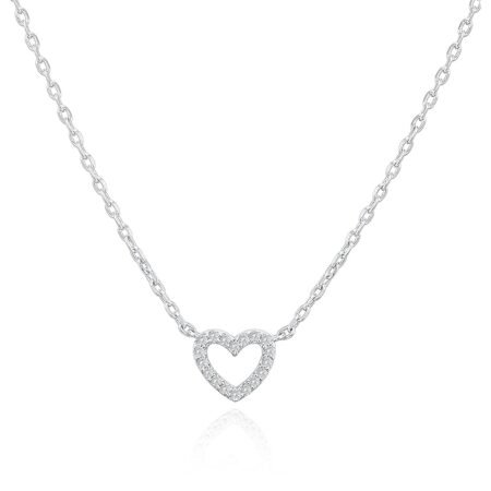 PAVOI 14K Gold Plated Cubic Zirconia Heart Necklace | Cute Dainty Love Pendant Necklaces for Women