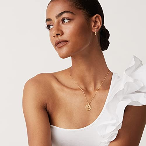 PAVOI 14K Gold Plated Engraved Coin Pendant Necklaces for Women | Byzantine Coin Pendants | Bohemian Necklace