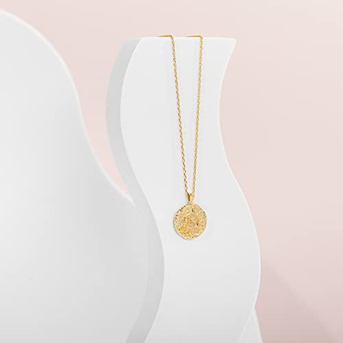 PAVOI 14K Gold Plated Engraved Coin Pendant Necklaces for Women | Byzantine Coin Pendants | Bohemian Necklace