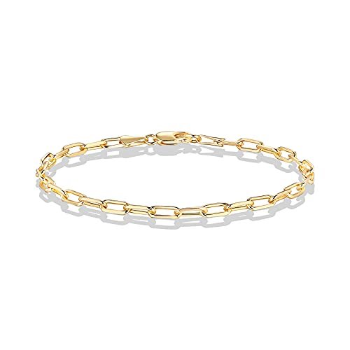 PAVOI 14K Gold Plated Paperclip/Curb/Figaro Chain Adjustable Bracelet for Women