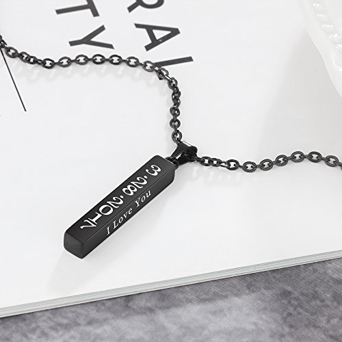 Personalized Couple Stainless Steel Necklace Engraved Initial Name Vertical Bar Necklace Birthday Gift