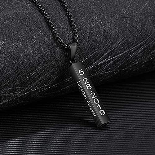 Personalized Vertical Bar Necklace Custom Engraved Name Stainless Steel Pendant Jewelry Gifts for Men Husband Him