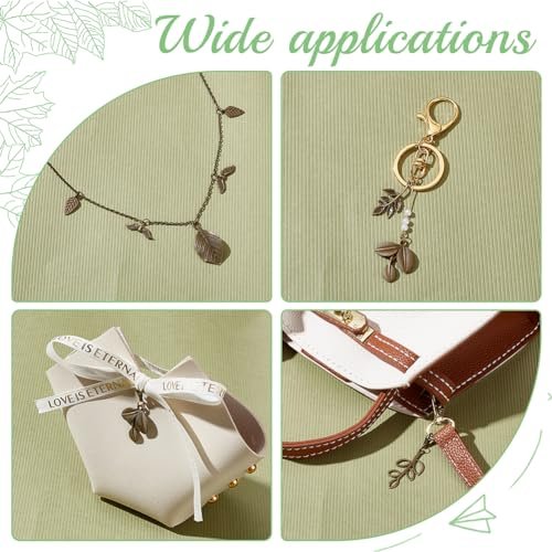 PH PandaHall 150pcs 15 Styles Tree Leaf Charms Pendants, Tibetan Branch Leaves Charms Metal Alloy Leaf Beads Antique Bronze Dangle Charm for Fall Earring Bracelet Necklace...