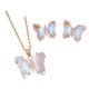 Pingyongchang Butterfly Necklace Earrings for Women Minimalist Cubic Zircons Gold Butterfly Pendant Earrings Necklace Cute Crystal Butterfly Jewelry Set for Women Gifts Jewelry