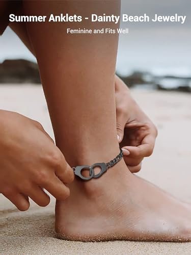 PROSTEEL Trendy Handcuffs Design/Customize Words Ankle Bracelet For Women, 316L Stainless Steel Anklets Silver/Gold/Black Tone, Hypoallergenic, Come with Box