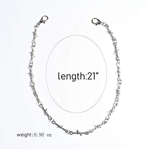 Punk Gothic Thorns Metal Barbed Wire Chain Necklace Bracelet Silver Jewelry for Men Women