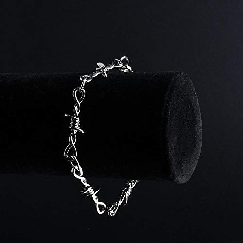 Punk Gothic Thorns Metal Barbed Wire Chain Necklace Bracelet Silver Jewelry for Men Women