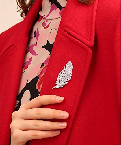 Rhinestone Feather Brooches Pin for Women Men Fashion Crystal Delicate Leaf Brooch Lapel Pins Elegant Dress Accessories Jewelry Boutonniere Corsage for Hat Bag Suit Tie Wedding...