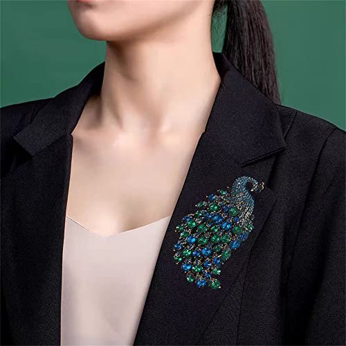 Rhinestone Peacock Brooch Pin for Women Girls Fashion Exquisite Exaggerated Big Crystal Bird Animal Brooches Lapel Pins Elegant Dress Accessories Wedding Christmas Birthday...