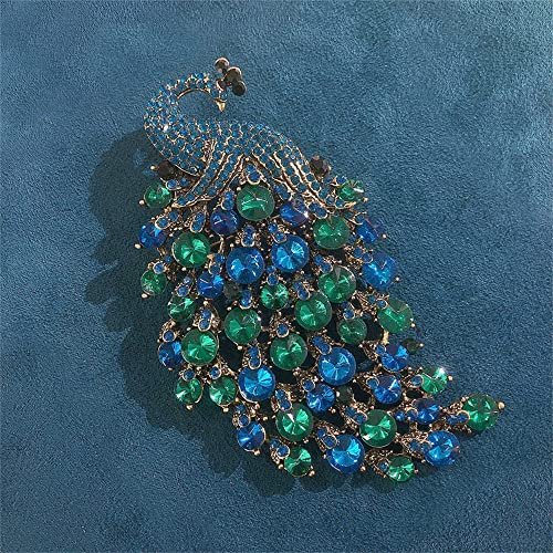 Rhinestone Peacock Brooch Pin for Women Girls Fashion Exquisite Exaggerated Big Crystal Bird Animal Brooches Lapel Pins Elegant Dress Accessories Wedding Christmas Birthday...