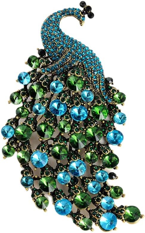 Rhinestone Peacock Brooch Pin for Women Girls Fashion Exquisite Exaggerated Big Crystal Bird Animal Brooches Lapel Pins Elegant Dress Accessories Wedding Christmas Birthday...