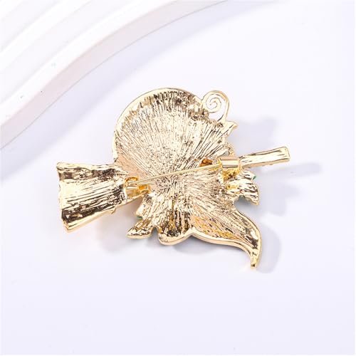Rhinestone Pumpkin Witch Hat Brooch Pin for Women Girls Gold Plated Fashion Enamel Crystal Flower Leaf Broom Halloween Brooches Dainty Dress Accessories Holiday Festival Jewelry...