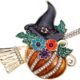 Rhinestone Pumpkin Witch Hat Brooch Pin for Women Girls Gold Plated Fashion Enamel Crystal Flower Leaf Broom Halloween Brooches Dainty Dress Accessories Holiday Festival Jewelry...