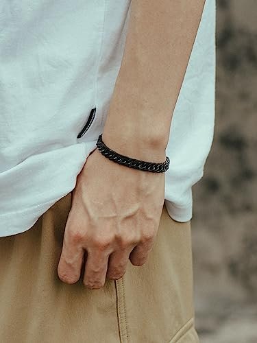 Richsteel Bracelets for Men Cuban Link Chain Bracelets Gift for Friends Stainless Steel/Gold/Black Plated 8/12/17mm Width, 7.4/8.2/9 Inch Length Classic Jewelry on...