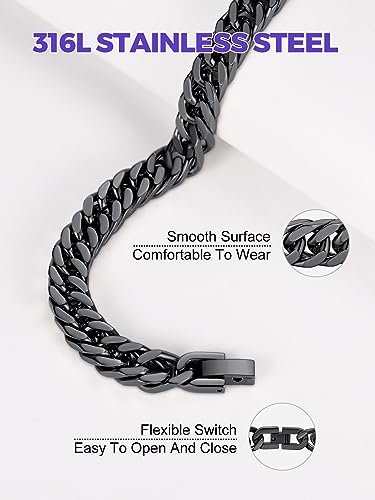 Richsteel Bracelets for Men Cuban Link Chain Bracelets Gift for Friends Stainless Steel/Gold/Black Plated 8/12/17mm Width, 7.4/8.2/9 Inch Length Classic Jewelry on...