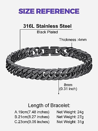 Richsteel Bracelets for Men Cuban Link Chain Bracelets Gift for Friends Stainless Steel/Gold/Black Plated 8/12/17mm Width, 7.4/8.2/9 Inch Length Classic Jewelry on...