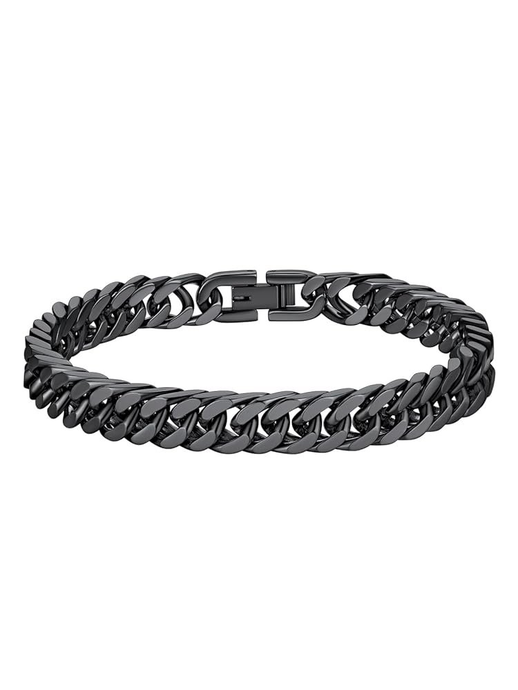 Richsteel Bracelets for Men Cuban Link Chain Bracelets Gift for Friends Stainless Steel/Gold/Black Plated 8/12/17mm Width, 7.4/8.2/9 Inch Length Classic Jewelry on...