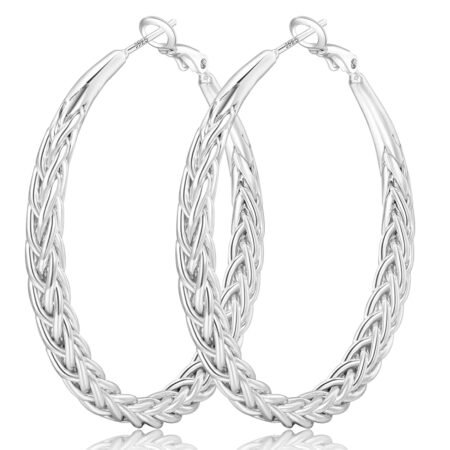 Senteria Silver Hoop Earrings for Women Hypoallergenic 925 Sterling Silver Post Hoop Earrings Lightweight Large Silver Hoop Earrings Thick Twisted Silver Hoop Earrings 30/40/50MM