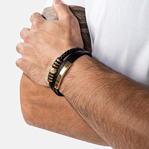 SERASAR Premium Leather Bracelet Men | Stainless Steel Magnetic Clasp | Three Colors | Jewelry Box Included