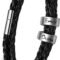 ShineSand Personalized Mens Leather Bracelet with Custom Beads, Customized Braid Leather Bracelet Engraved with Names for Men