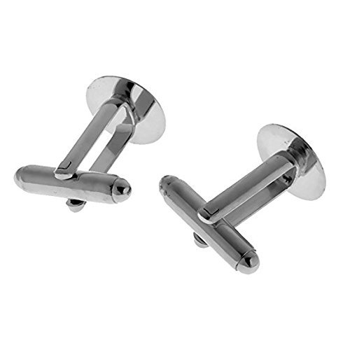 Skyllc® 10 Pieces 10 mm DIY Simple Round Flatback Pad Blank Cufflinks Men's Shirt Cufflinks Jewellery Discovery Accessories (Silver)