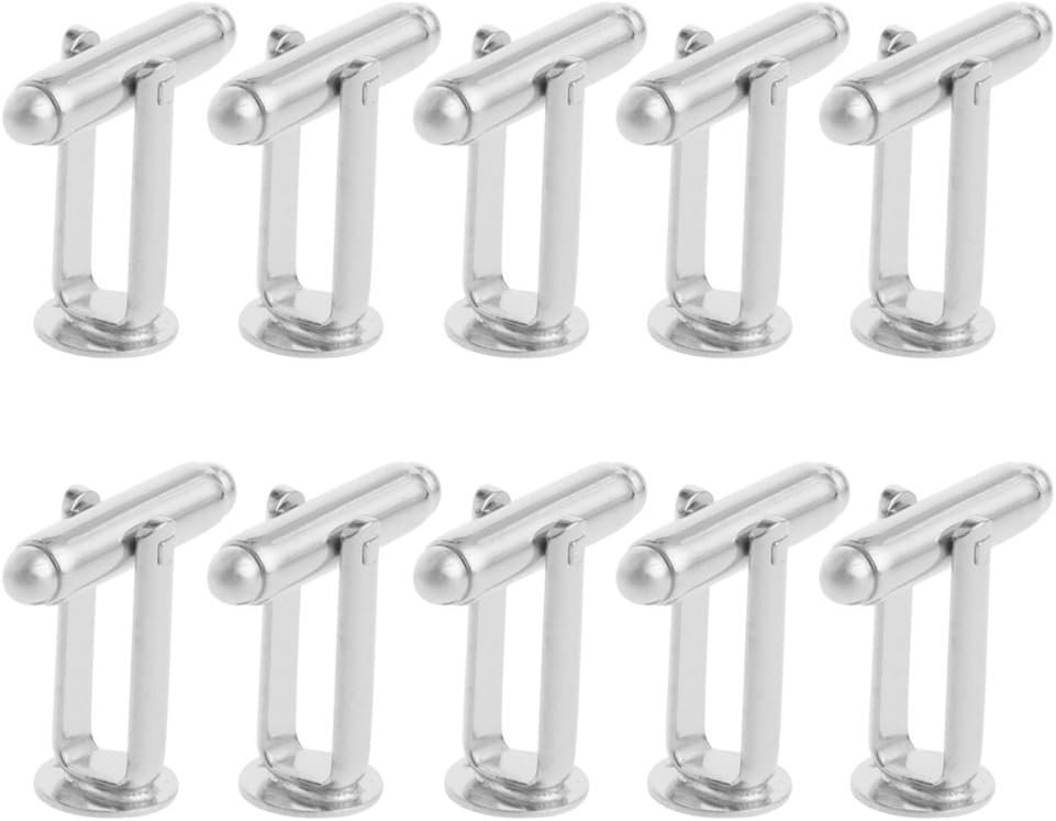 Skyllc® 10 Pieces 10 mm DIY Simple Round Flatback Pad Blank Cufflinks Men's Shirt Cufflinks Jewellery Discovery Accessories (Silver)