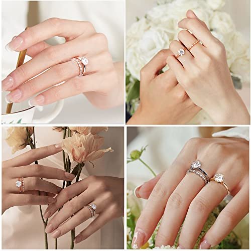 SMILEST 2ct Moissanite Rings for Women, Round D Color VVS1 Clarity Lab Created Diamond Ring 18K White Yellow Rose Gold Vermeil 6 Claw Knife Edge Classic Solitaire Moissanite...