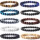 SONNYX 10 Pcs 8mm Semi-Precious Gemstones Bracelets Round Beaded Bracelets for Men Women Stone Crystal Stretch Beaded Bracelet Unisex