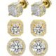 Stud Earrings for Men,18K White Gold Plated Round Square Cubic Zirconia Hypoallergenic Studs Earrings Set for Women