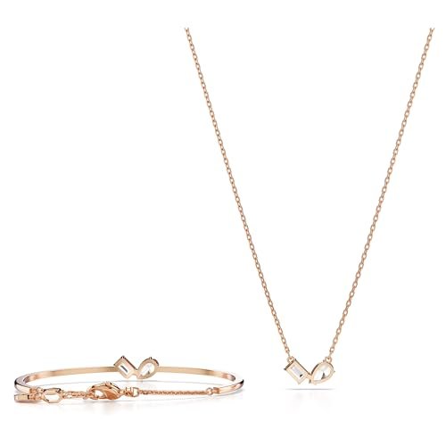 SWAROVSKI Mesmera Necklace and Bracelet Set, Clear Mixed-Cut Stones in a Rose Gold-Tone Finished Setting, Part of the Mesmera Collection