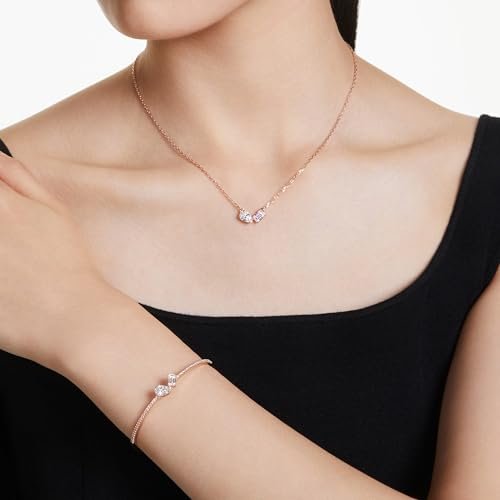 SWAROVSKI Mesmera Necklace and Bracelet Set, Clear Mixed-Cut Stones in a Rose Gold-Tone Finished Setting, Part of the Mesmera Collection