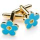 THE MASONIC COLLECTION - Forget Me Not Gold Plated Orange Stone Cufflinks with Velvet Pouch, Metal brass