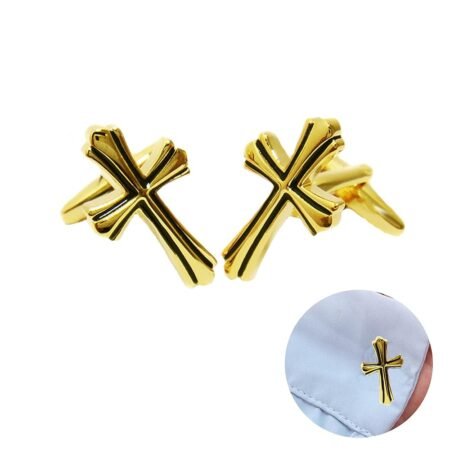 TINGWEN Cufflinks Men's Classic Metal Cufflinks Fashion Retro Cross Cufflinks Men's Shirts Cufflinks for Men & Women Business Wedding Party Elegant Style Easter, Copper, No