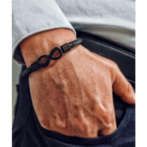 To My Man, Infinity Leather Bracelet Husband Gifts from WifeI Love You Forever and Always Bracelets Boyfriend Anniversary Birthday Christmas Fathers Gifts for Men Son Grandson